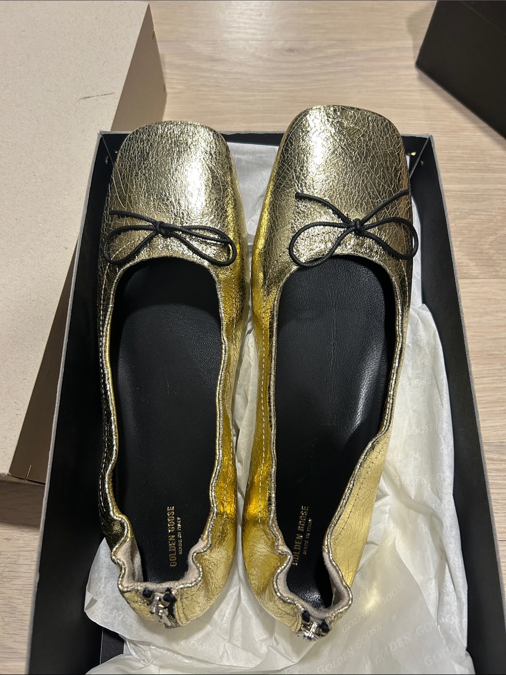 Golden Goose Metallic Ballet Flats with Bow - Picture 6 of 8